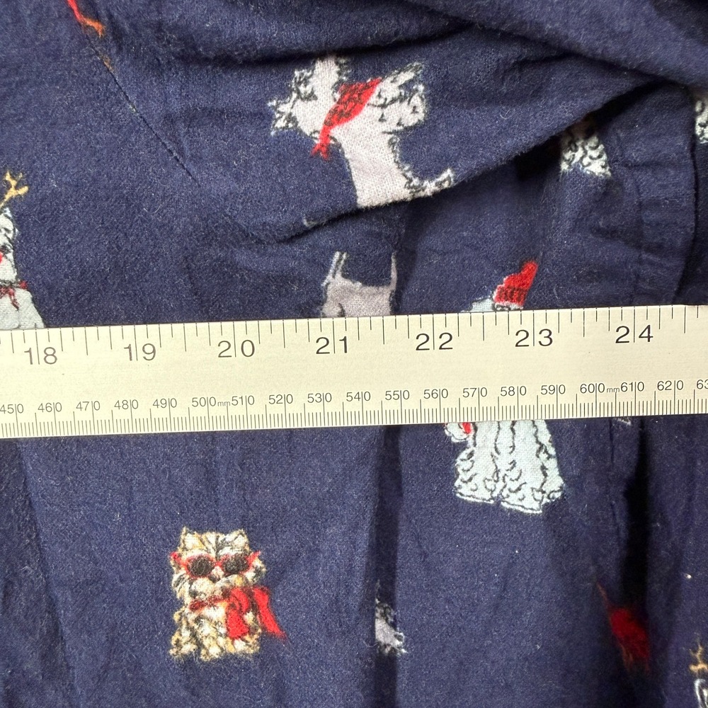 PajamaGram Pajama Set Womens Medium Christmas Dog Navy Blue Cotton Flannel - Picture 7 of 10
